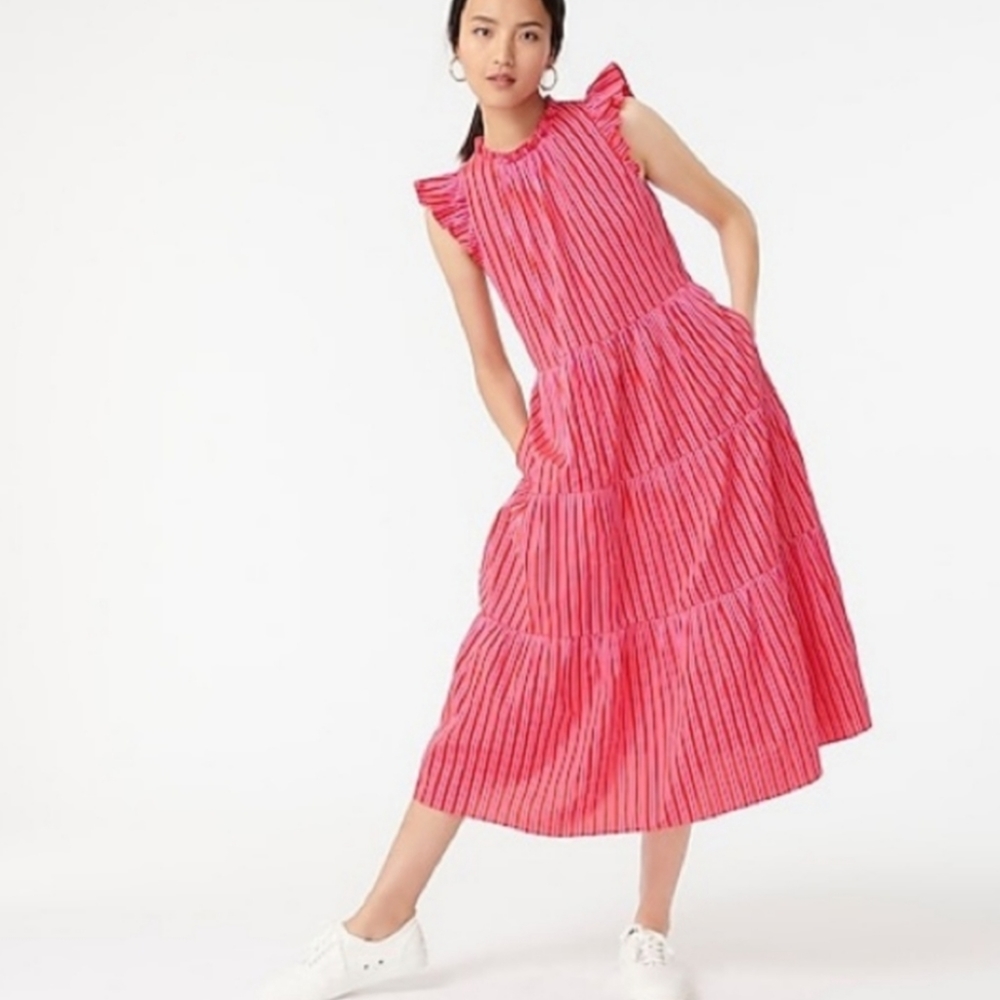 J. Crew Pink and Blue Striped Dress